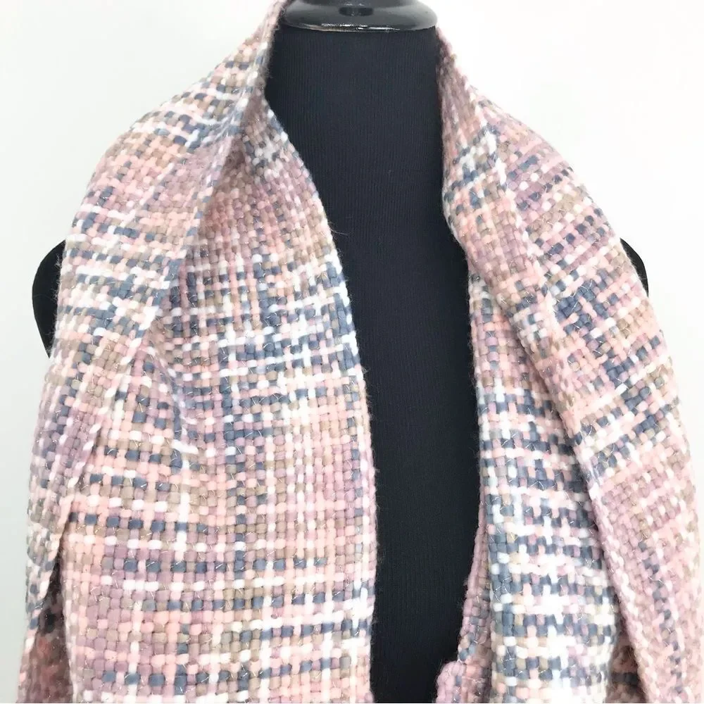 Demdaco Pink Blue Gold Metallic Soft Woven Yarn Infinite Scarf NWOT